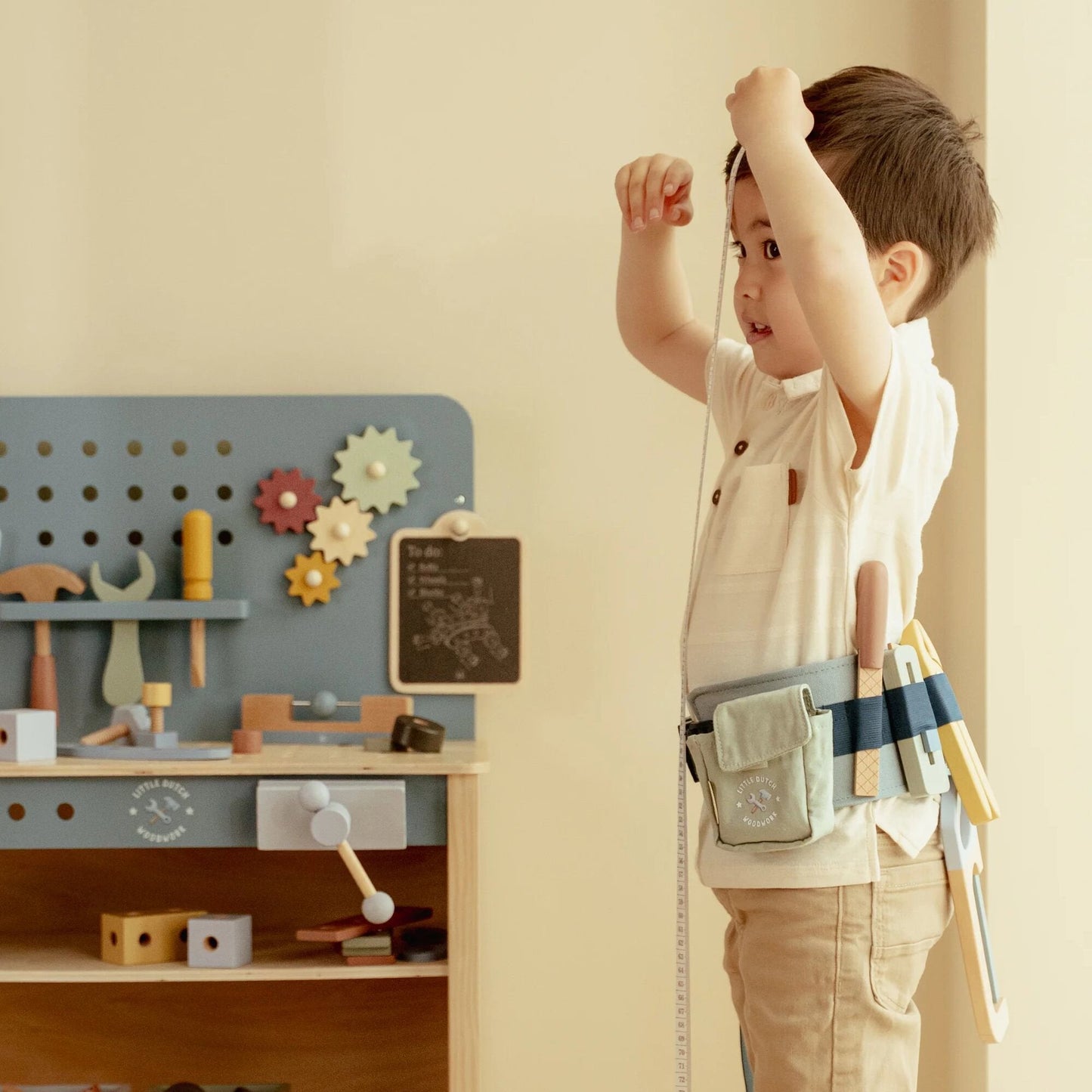Houten gereedschapsriem - Blauw - Essentials