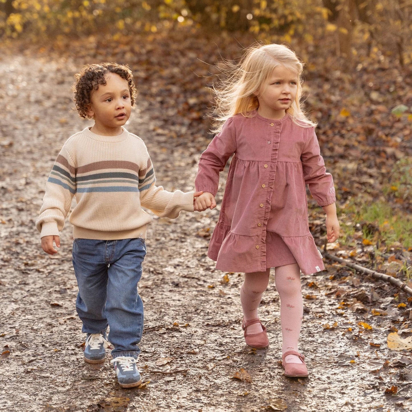 Gebreide trui - Zand - Forest Friends - Stripe