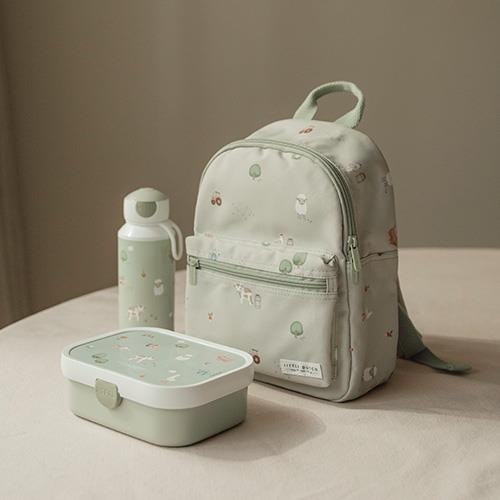 Lunchset - Pop-up drinkfles en lunchbox - Groen - Little Farm