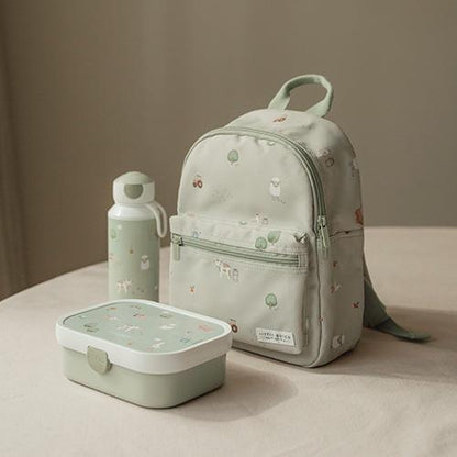 Lunchset - Pop-up drinkfles en lunchbox - Groen - Little Farm