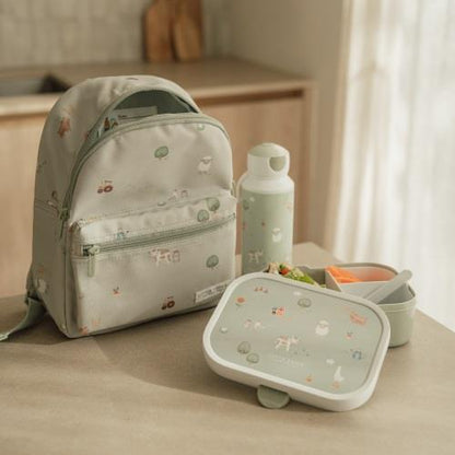 Lunchset - Pop-up drinkfles en lunchbox - Groen - Little Farm