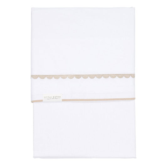 Wieglaken Beige Rounded geborduurd
