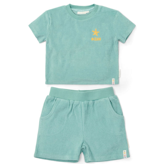 T-shirt en Short - Groen - Seashells and Stripes