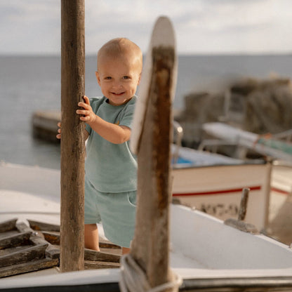 T-shirt en Short - Groen - Seashells and Stripes