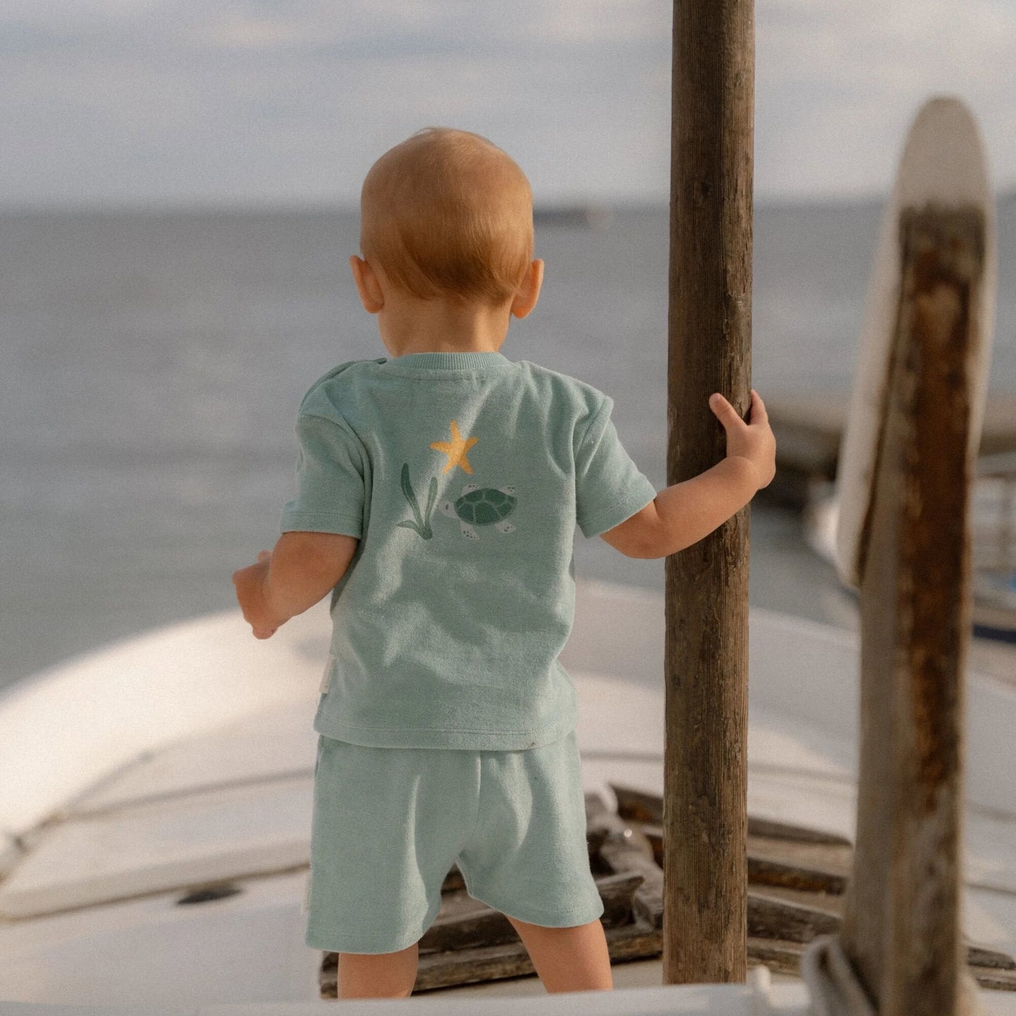 T-shirt en Short - Groen - Seashells and Stripes