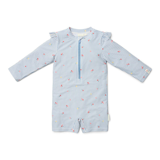 Zwempak lange mouw - Blauw - Sunny Flowers
