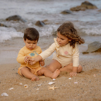 Zwemshirt lange mouw - Geel - Seashells and Stripes