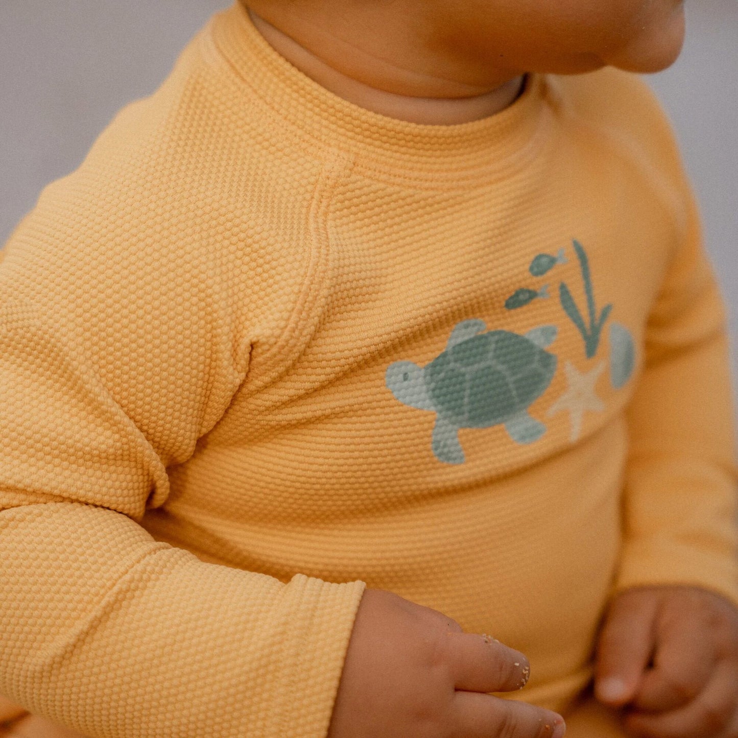 Zwemshirt lange mouw - Geel - Seashells and Stripes