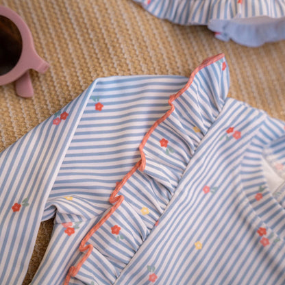 Zwemshirt lange mouw - Blauw - Sunny Flowers