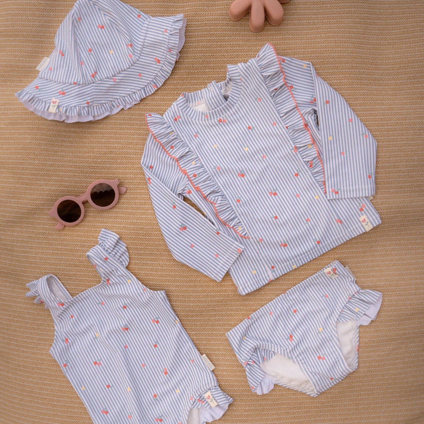 Zwemshirt lange mouw - Blauw - Sunny Flowers