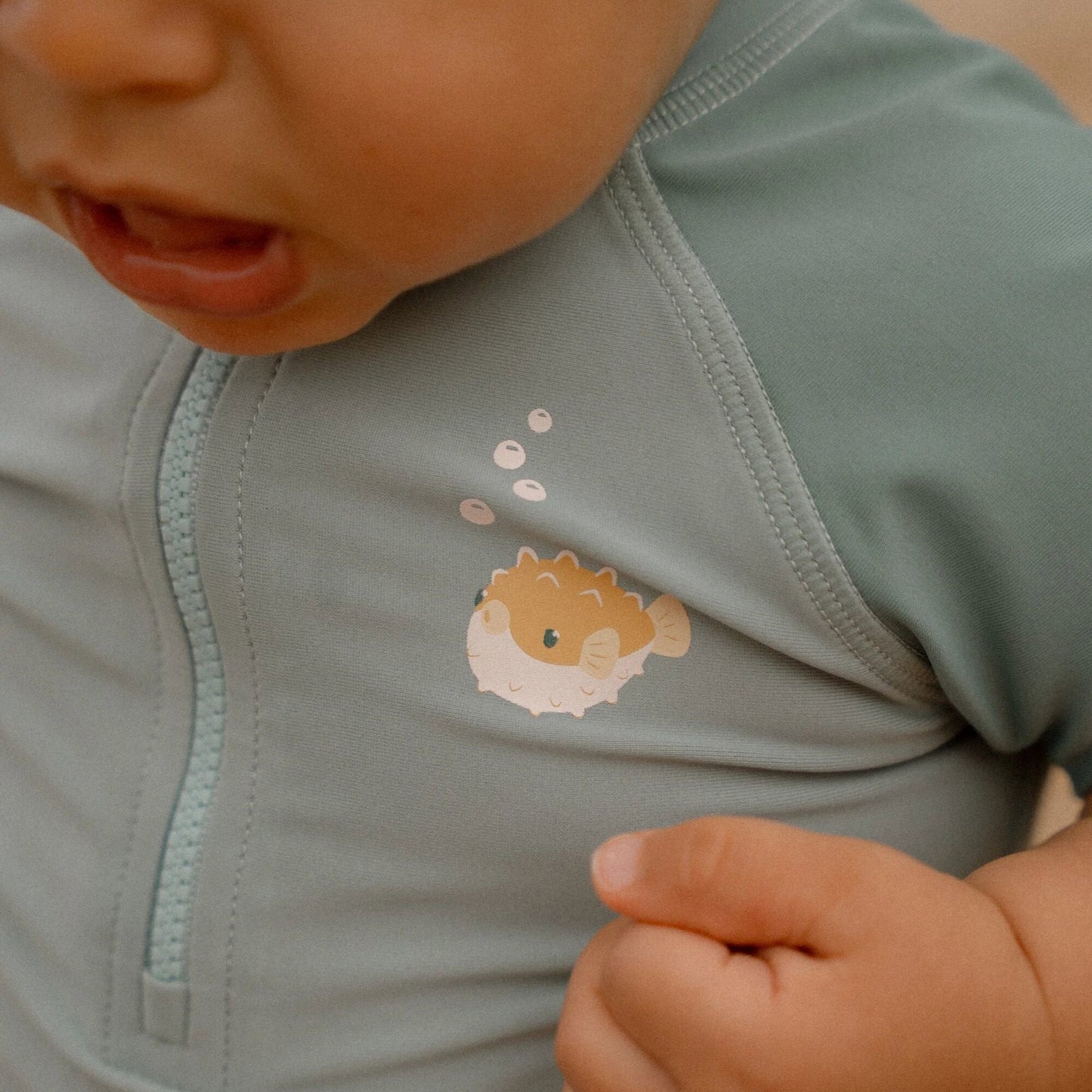 Zwemshirt korte mouw - Groen - Seashells and Stripes