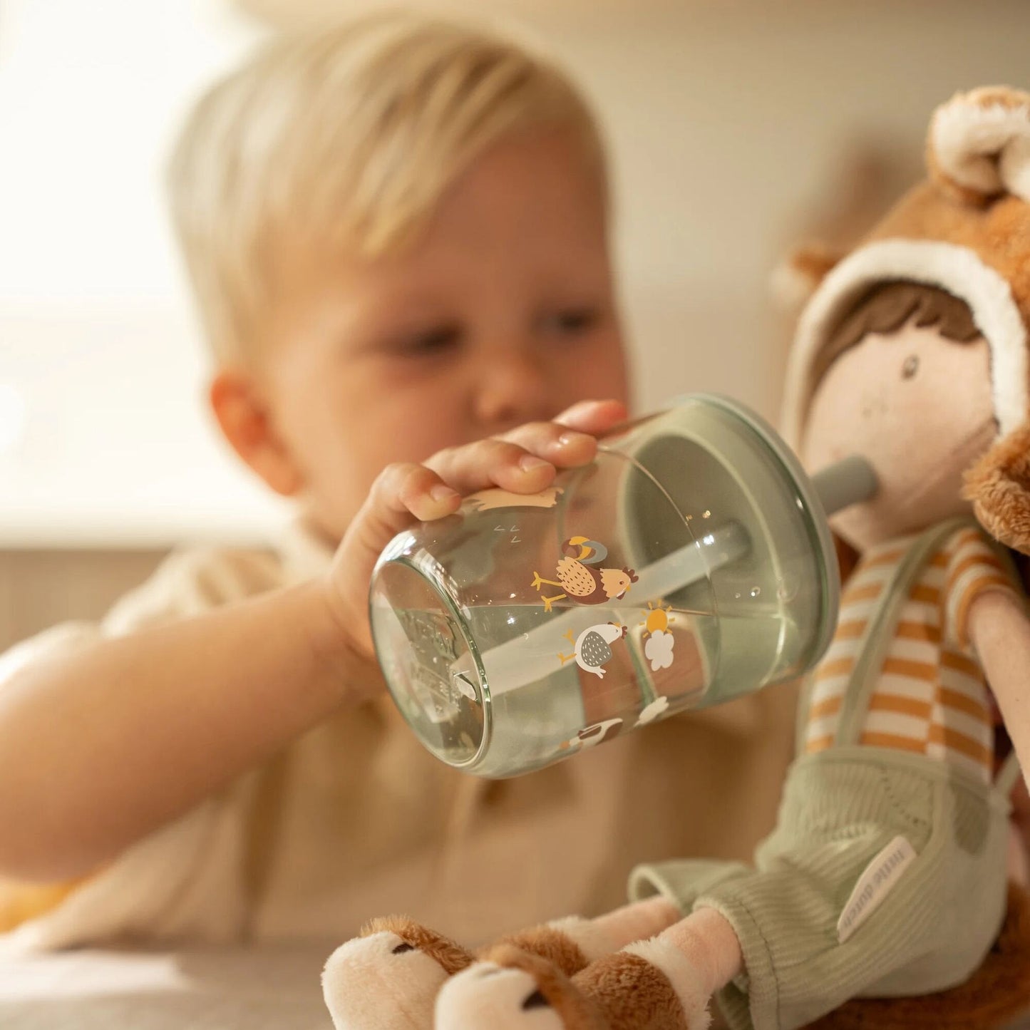 Kinderglas 250 ml Met Rietje Little Farm