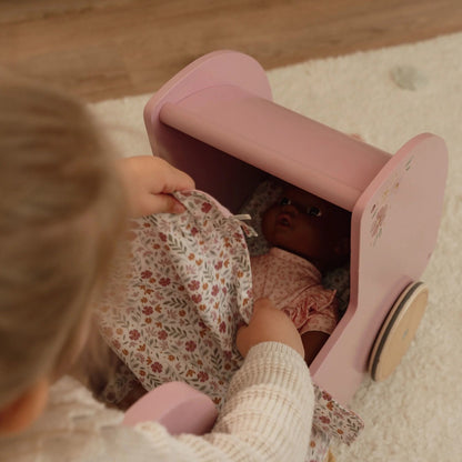 Houten poppenwagen - Roze