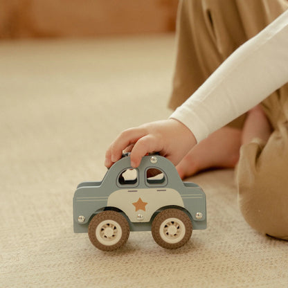 Houten politiewagen – Blauw – Essentials