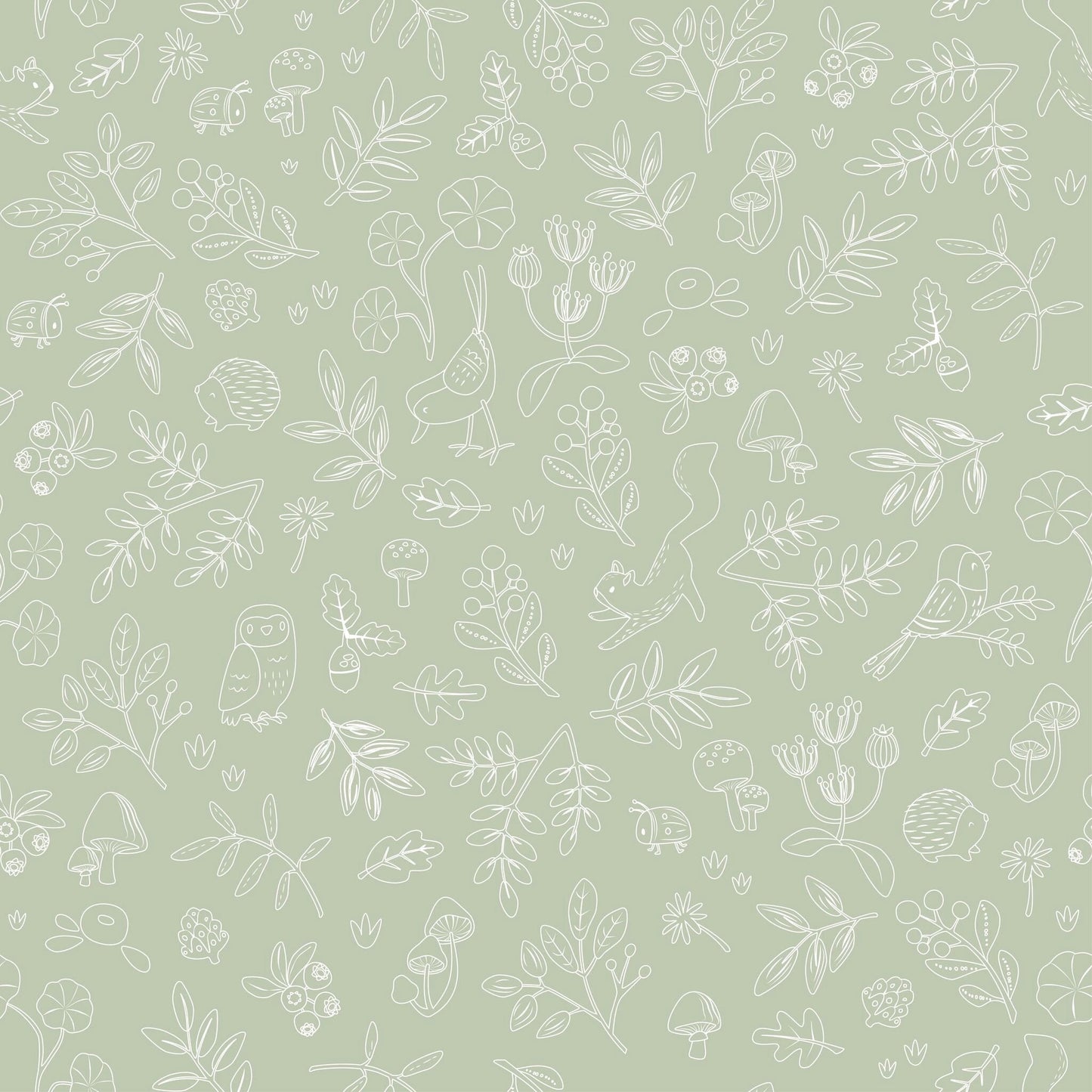 Behangstaal vliesbehang – Groen – Forest Friends – Forest Wonder