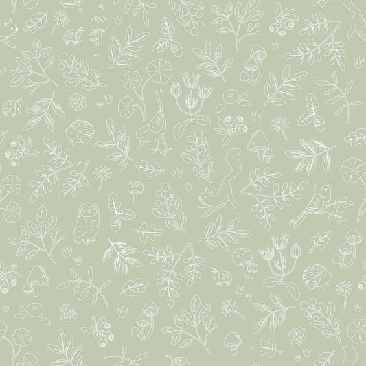 Behangstaal vliesbehang – Groen – Forest Friends – Forest Wonder