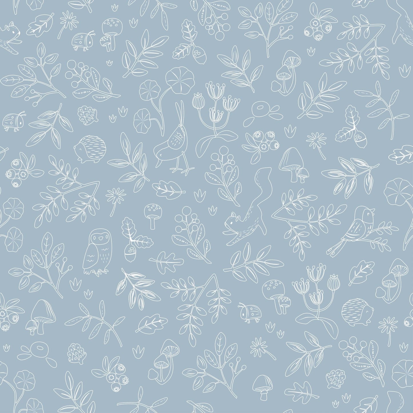Behangstaal vliesbehang – Blauw – Forest Friends – Forest Wonder