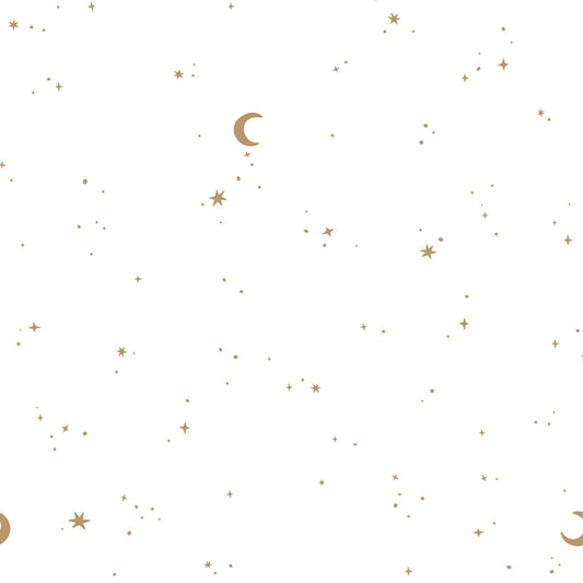 Behangstaal vliesbehang – Wit – Newborn Naturals – Moon & Stars