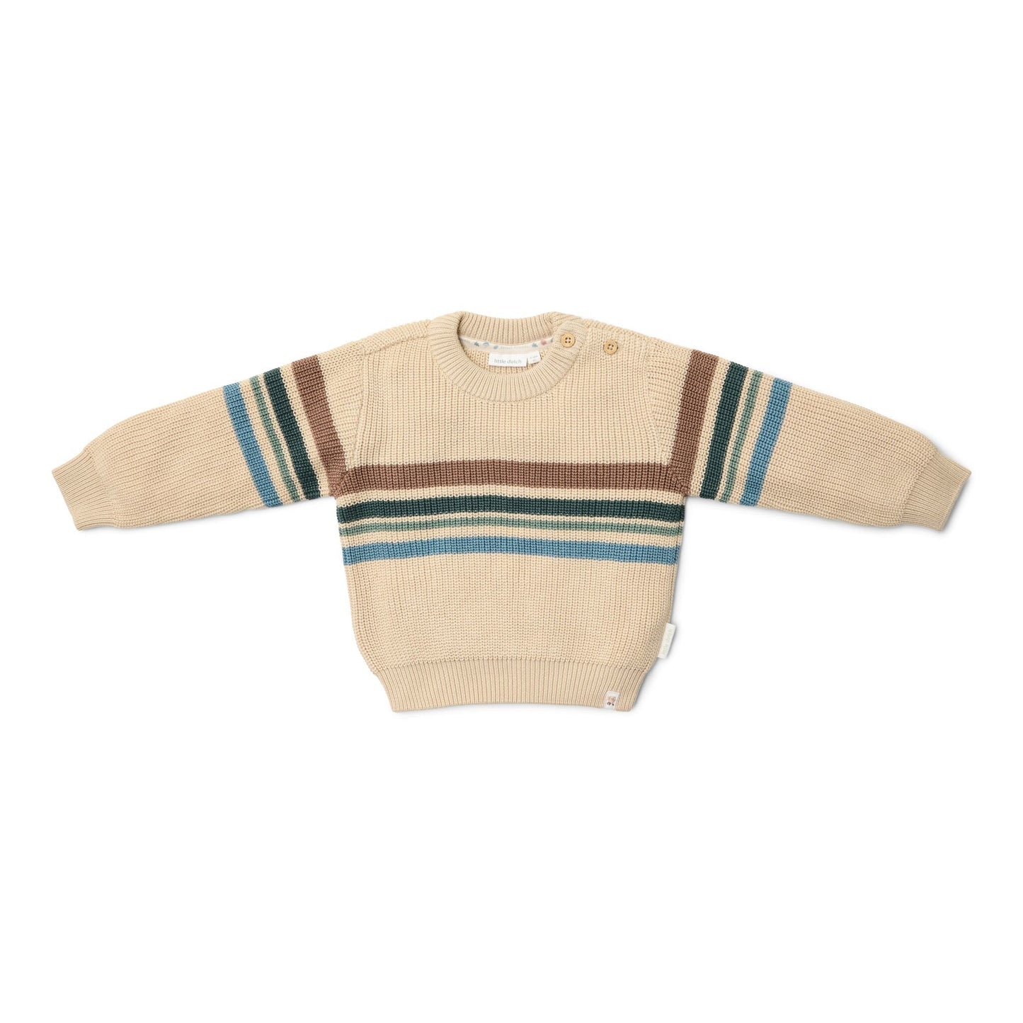 Gebreide trui - Zand - Forest Friends - Stripe