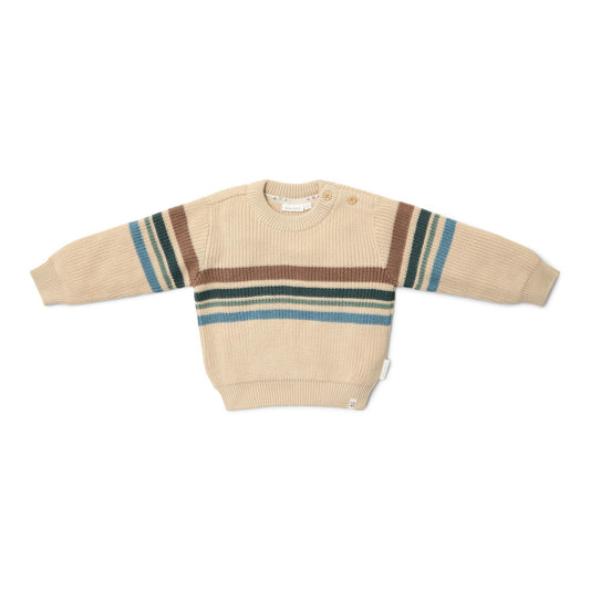 Gebreide trui - Zand - Forest Friends - Stripe