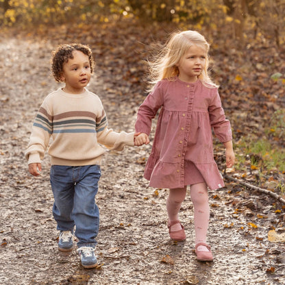 Gebreide trui - Zand - Forest Friends - Stripe