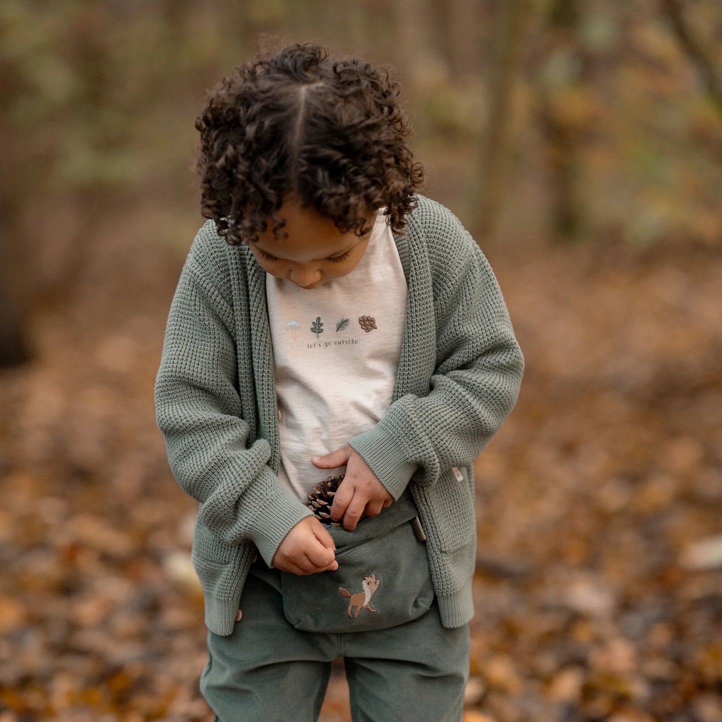 Shirt lange mouw - Zand - Forest Friends - Forest borduursel