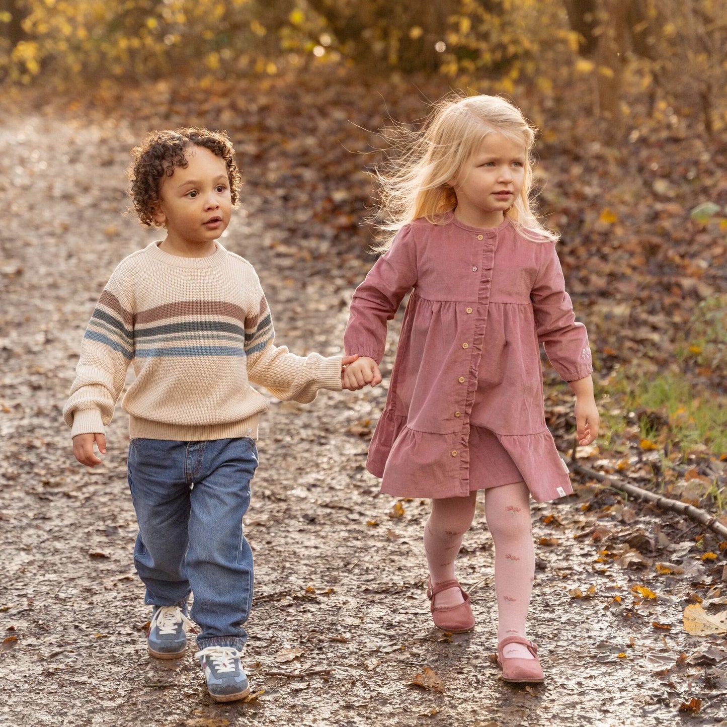 Jurk lange mouw - Roze - Fairy Garden - Corduroy