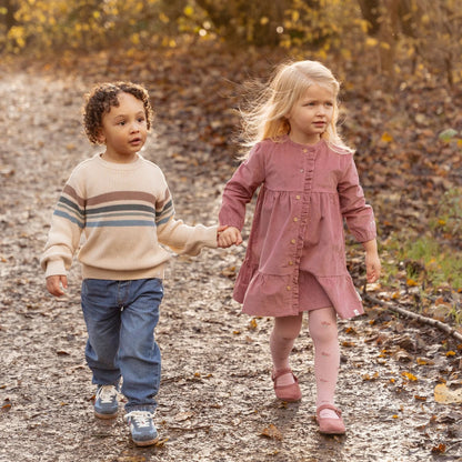 Jurk lange mouw - Roze - Fairy Garden - Corduroy