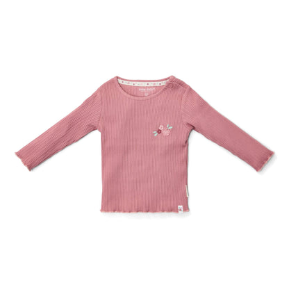 Rib Shirt lange mouw - Roze - Fairy Garden