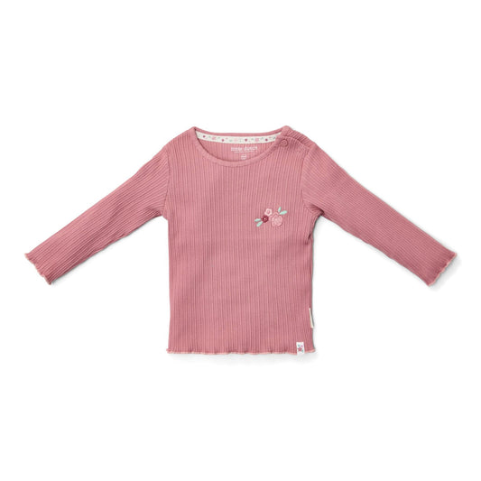 Rib Shirt lange mouw - Roze - Fairy Garden