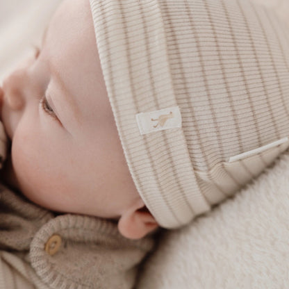 Babymutsje - Beige - Newborn Naturals - Stripe