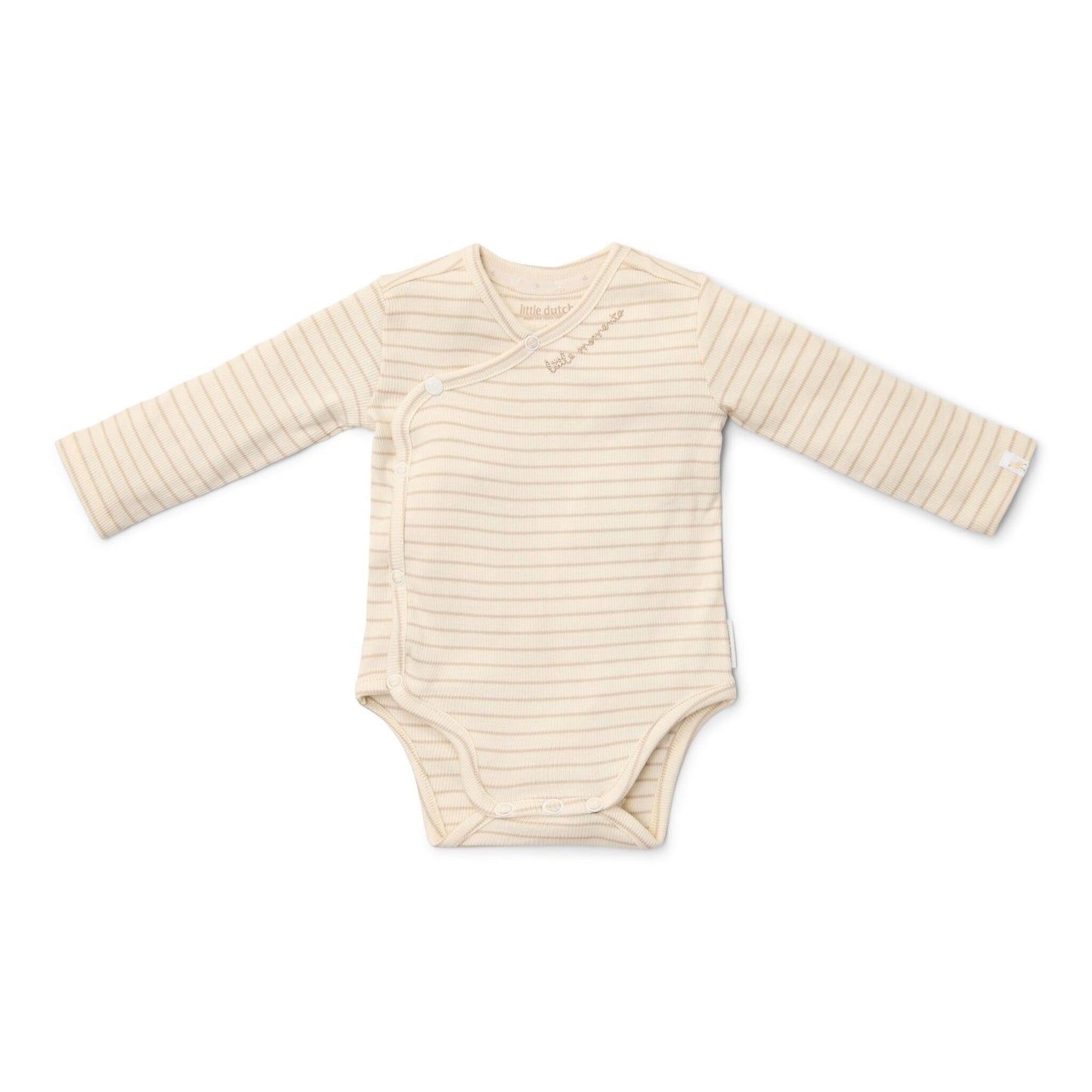 Romper overslag lange mouw - Beige - Newborn Naturals - Stripe