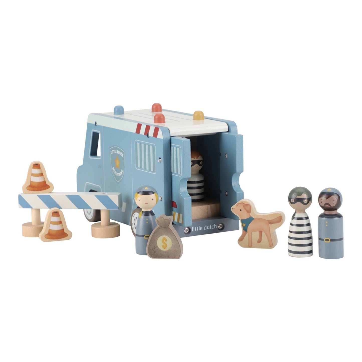 Houten politiewagen – Blauw – Essentials