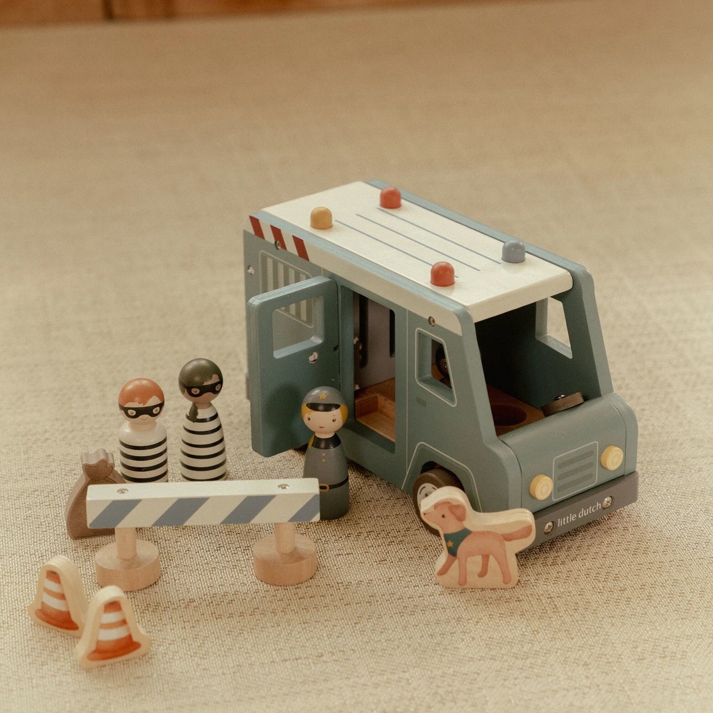 Houten politiewagen – Blauw – Essentials
