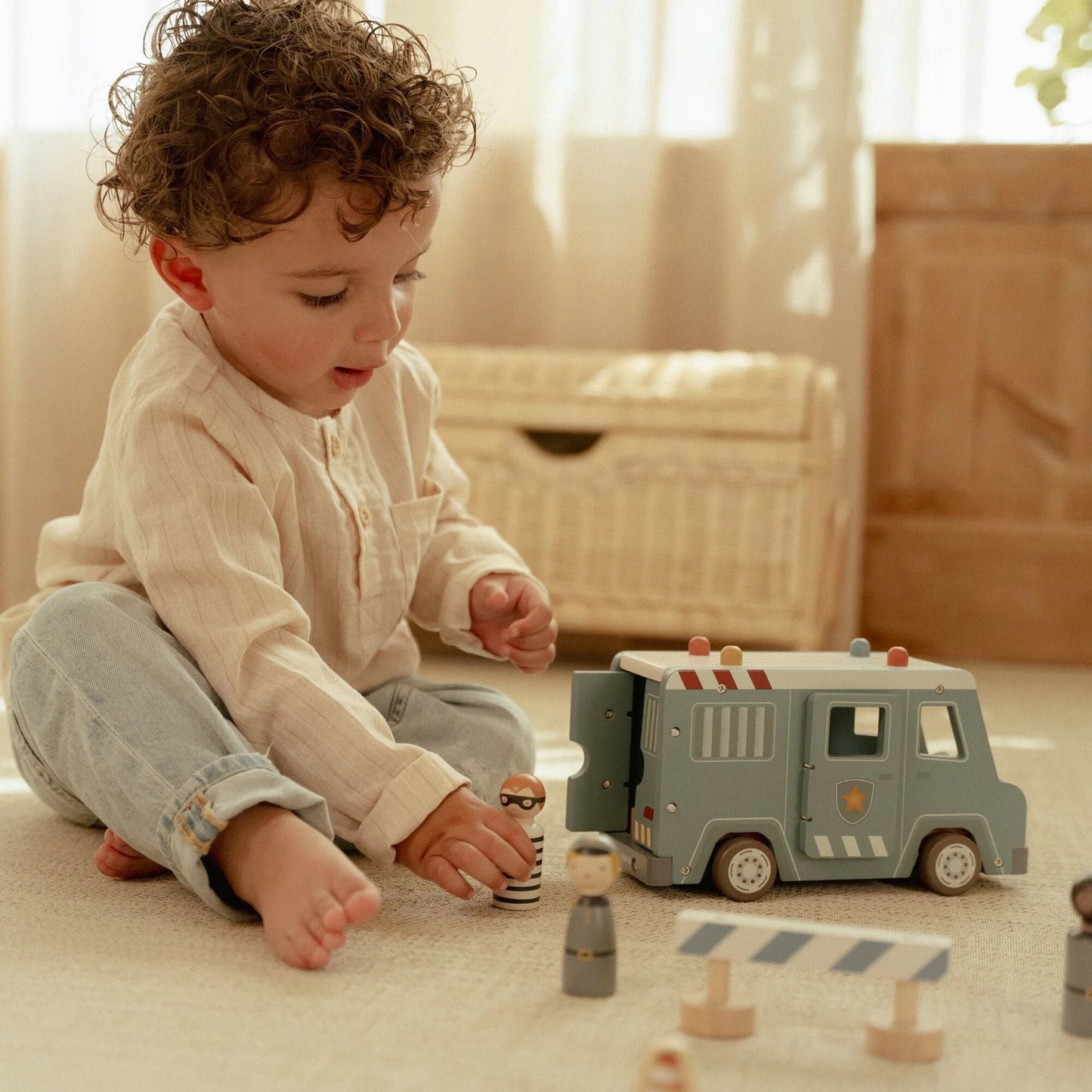 Houten politiewagen – Blauw – Essentials